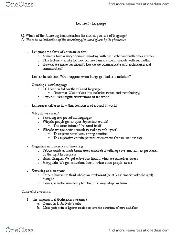 PSYCH 1X03 Lecture Notes - Lecture 5: Euphemism, Cuckold, Dysphemism thumbnail