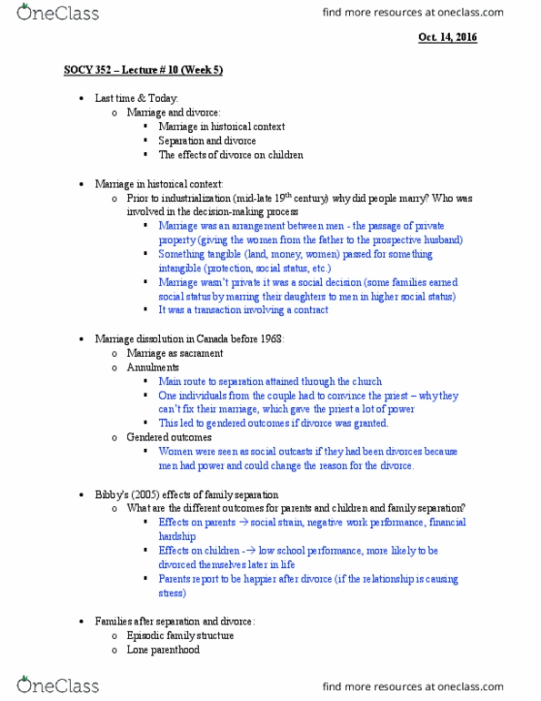 SOCY 352 Lecture Notes - Lecture 10: Declaration Of Nullity, Coparenting thumbnail