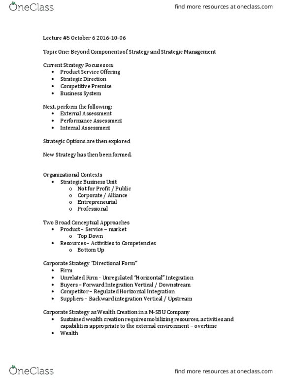 MGMT 4000 Lecture Notes - Lecture 5: Strategos, Organizational Learning, Pest Analysis thumbnail