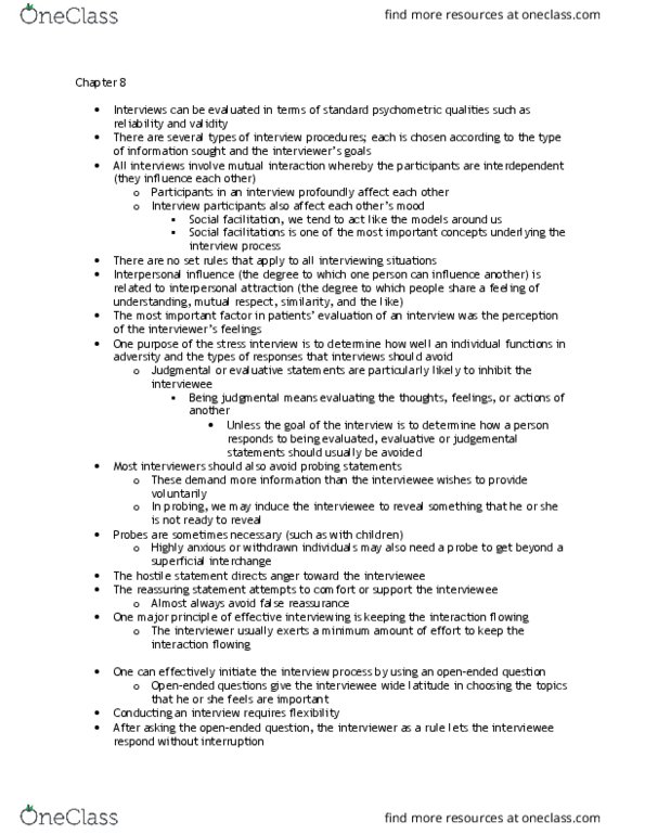 PSYC37H3 Chapter Notes - Chapter 8: Structured Interview, Social Facilitation, Interpersonal Attraction thumbnail
