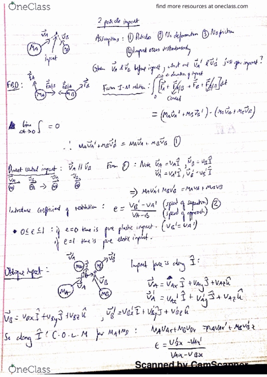 MECHENG 240 Lecture 16: Noel Perkins ME 240 Lecture 15/16 Lecture Notes - Impulse and Momentum thumbnail