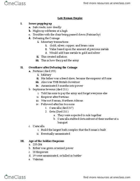 HS 111 Lecture Notes - Lecture 11: Dominate, Diocletian, The Persians thumbnail