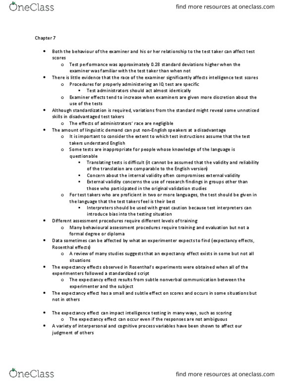 PSYC37H3 Chapter Notes - Chapter 7: External Validity, Takers, Intelligence Quotient thumbnail