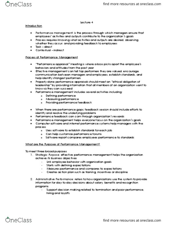 Management and Organizational Studies 1021A/B Lecture Notes - Lecture 4: Performance Measurement, Performance Appraisal, Software thumbnail
