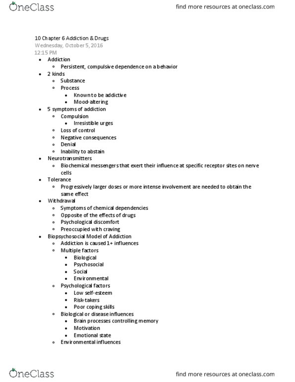 HSC 160 Lecture Notes - Lecture 6: Substance Abuse, Small Intestine, Inhalant thumbnail