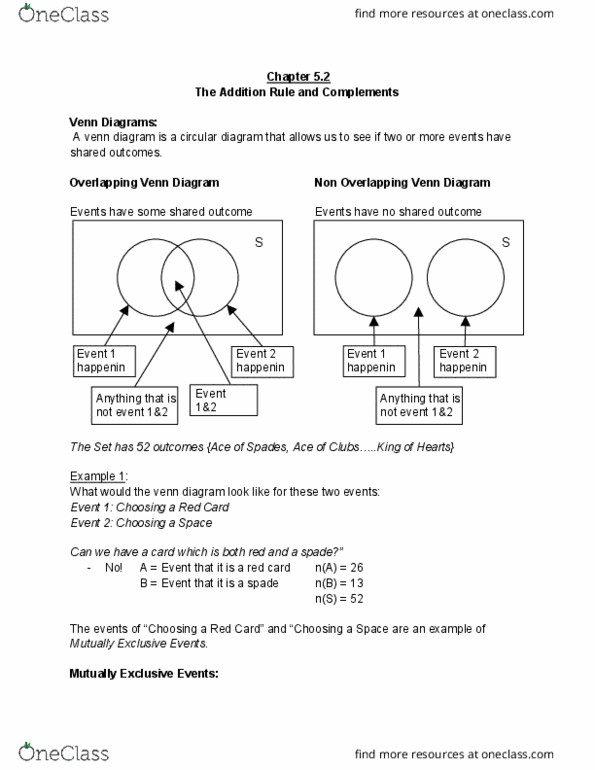 MATH 1F92 Lecture Notes - Lecture 12: Mutual Exclusivity, Venn Diagram, Sample Space thumbnail
