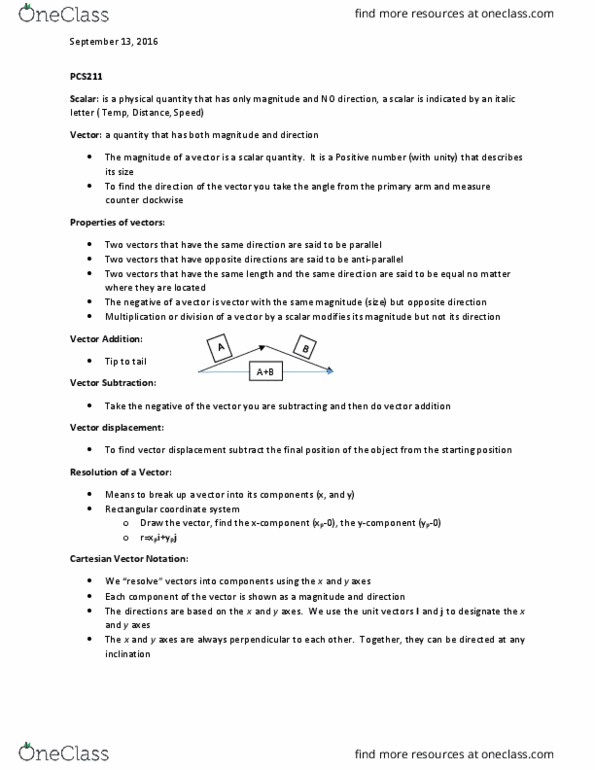 PCS 211 Lecture 3: 2.2 Vectors thumbnail