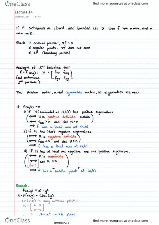 MATH 367 Lecture 14: fourteen thumbnail