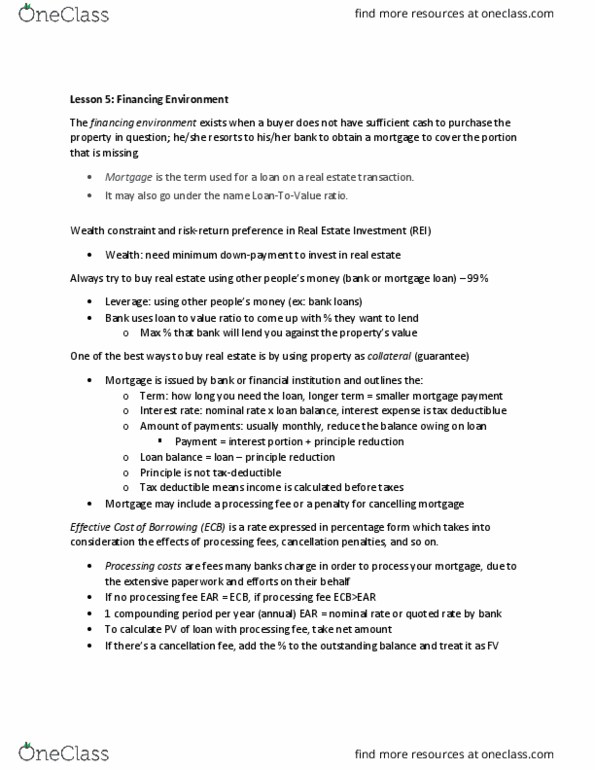 FINA 210 Lecture Notes - Lecture 5: Financial Institution, Rei, Interest Rate thumbnail