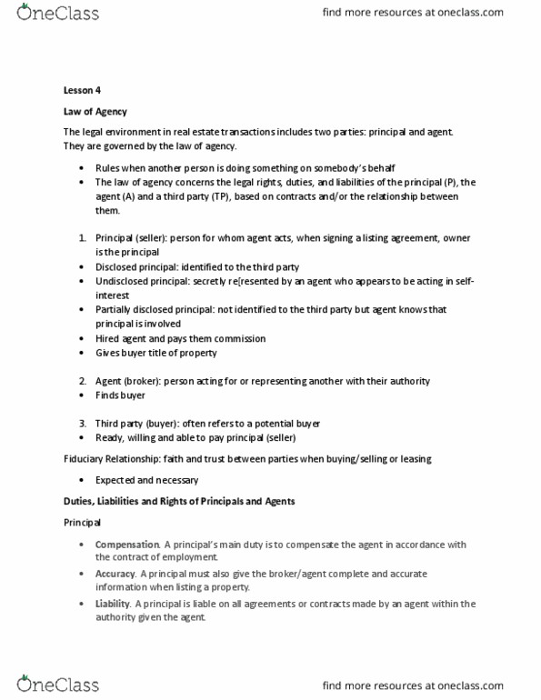 FINA 210 Lecture Notes - Lecture 4: Listing Contract, Fiduciary, The Employer thumbnail