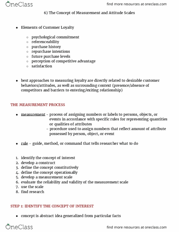 MARK 302 Chapter Notes - Chapter 6: Level Of Measurement, Construct Validity, Measuring Instrument thumbnail