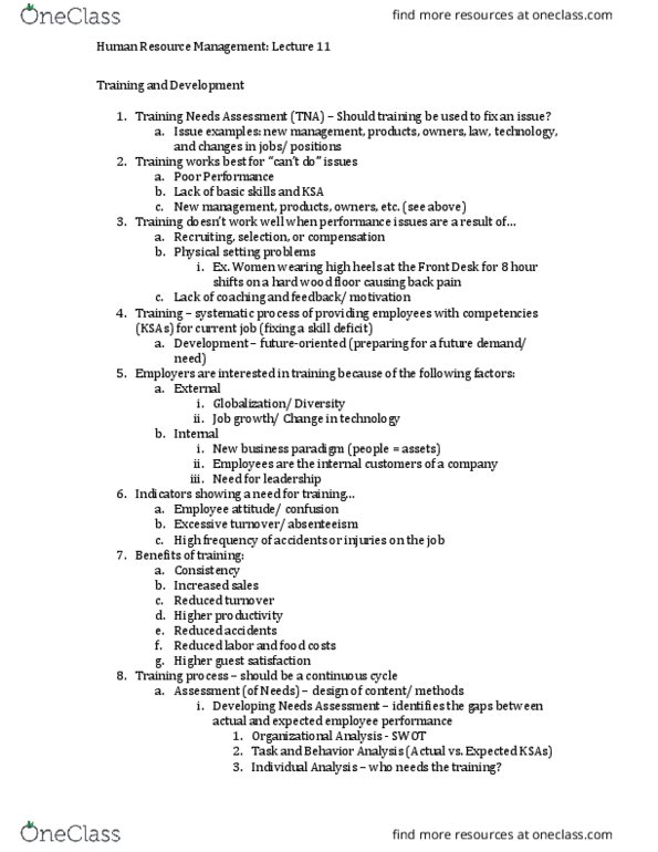 HTM 4464 Lecture Notes - Lecture 11: Wood Flooring, Absenteeism, Swot Analysis thumbnail