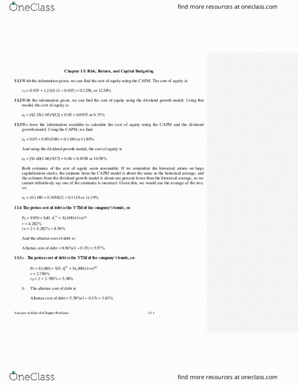 ECON 4410 Lecture Notes - Lecture 5: Dividend Discount Model, Capital Asset Pricing Model, Weighted Arithmetic Mean thumbnail