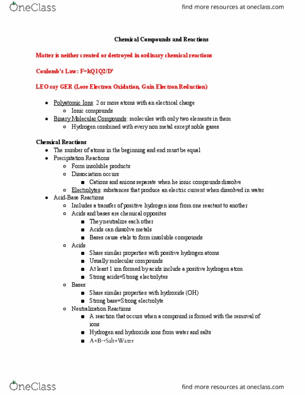 CHEM 103 Lecture Notes - Lecture 4: Oxidation State, Solution thumbnail