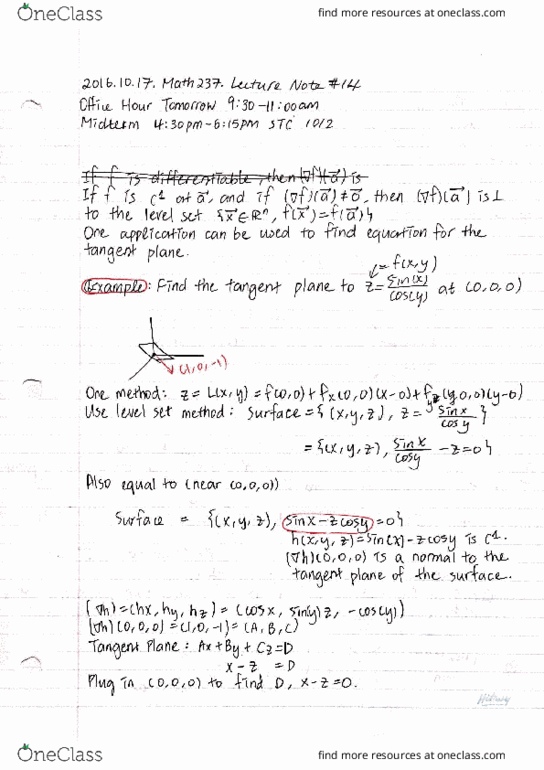 MATH237 Lecture Notes - Lecture 15: Tangent Space, Bit Error Rate, Wnet thumbnail