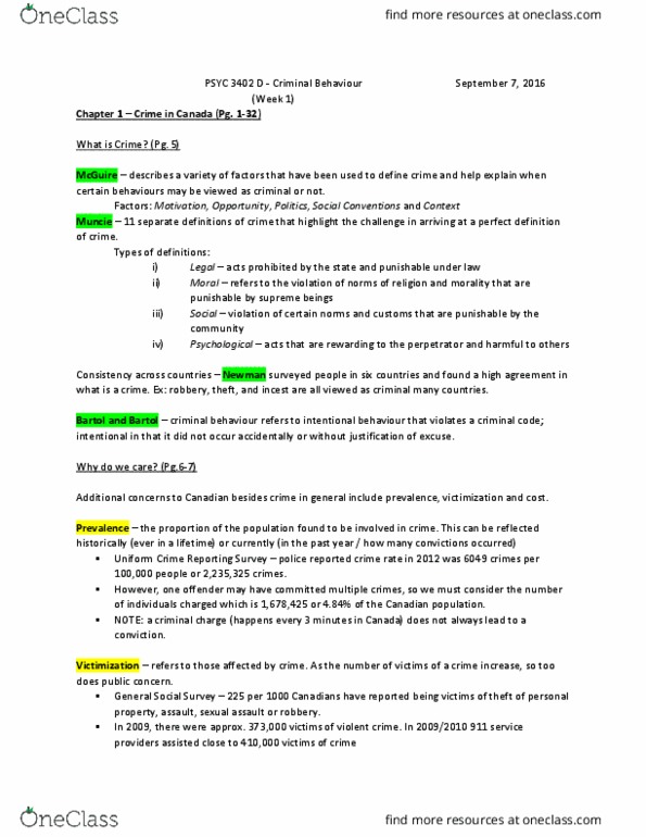 PSYC 3402 Lecture Notes - Lecture 1: General Social Survey, Differential Association, Young Offender thumbnail