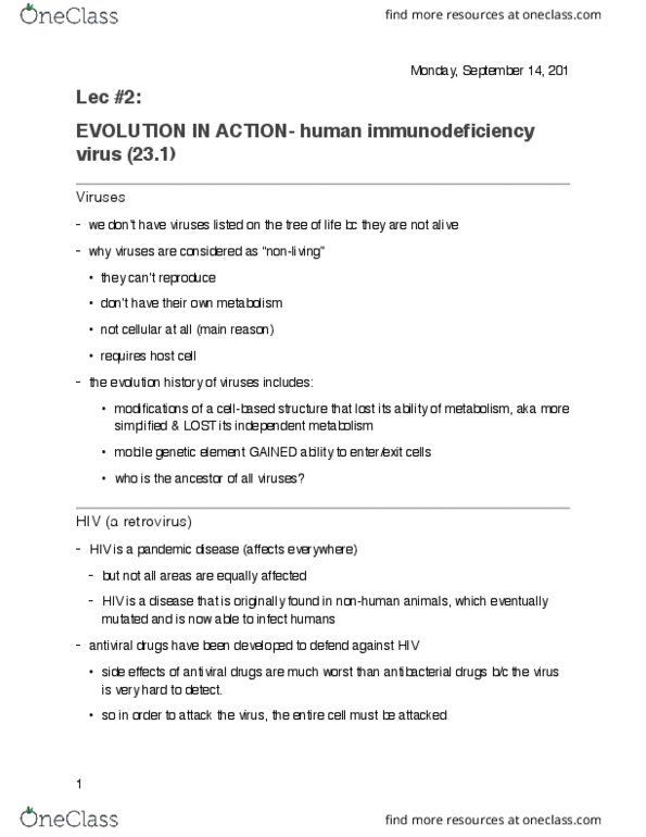 Biology 1001A Lecture Notes - Lecture 2: Mobile Genetic Elements, Antiviral Drug, Central Dogma Of Molecular Biology thumbnail