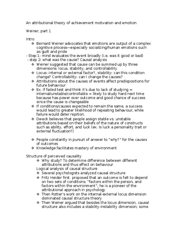 PSY426H1 Lecture Notes - Phenotype, Controllability, Fritz Heider thumbnail