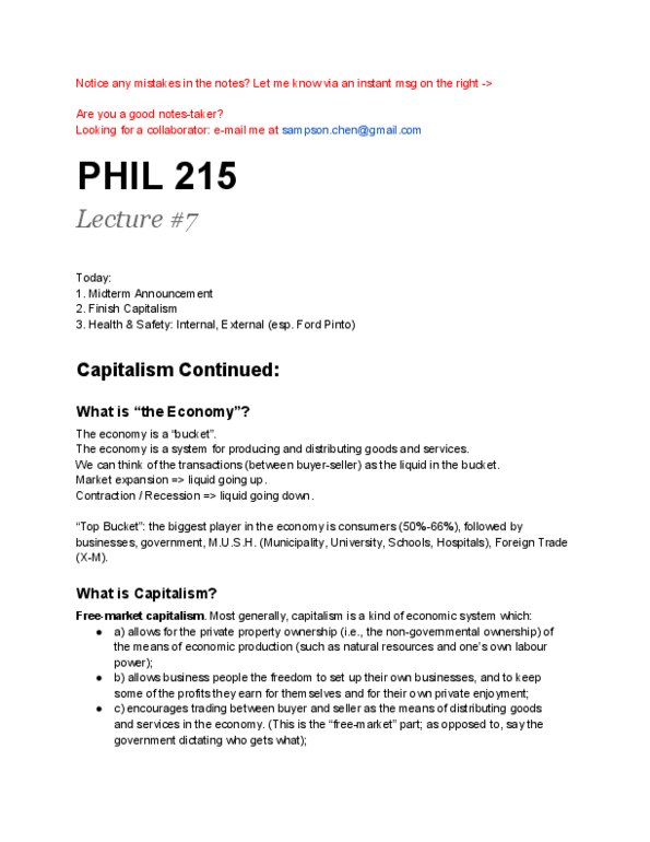 PHIL215 Lecture Notes - Labour Power, Fetishism, Control Risks thumbnail