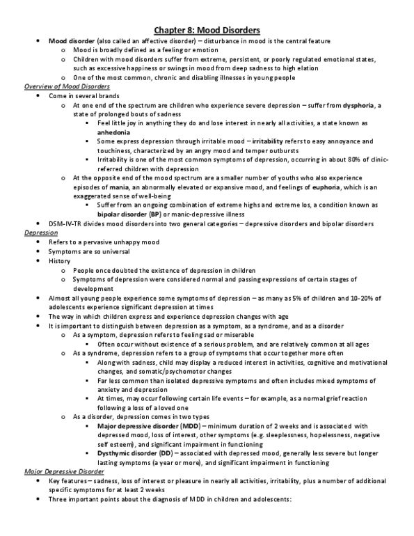 Psychology 2320A/B Chapter Notes - Chapter 8: Dsm-5, Fluoxetine, Mixed Affective State thumbnail