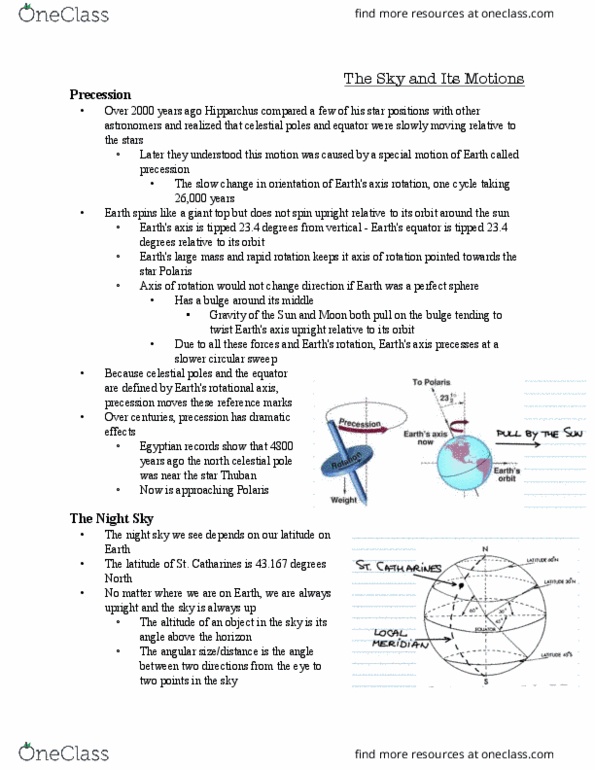ASTR 1P01 Chapter Notes - Chapter 2: Precession, Thuban, Drawing Pin thumbnail