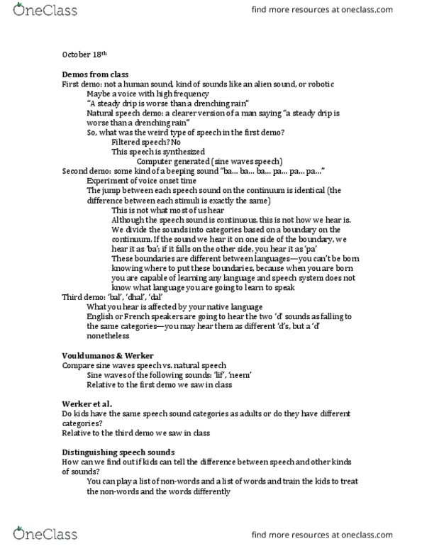 PSYC 304 Lecture Notes - Lecture 12: Voice-Onset Time, White Noise, Dal thumbnail