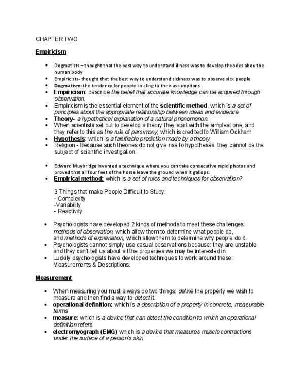 PSYA01H3 Chapter Notes - Chapter 2: Empiricism, Internal Validity, Descriptive Statistics thumbnail