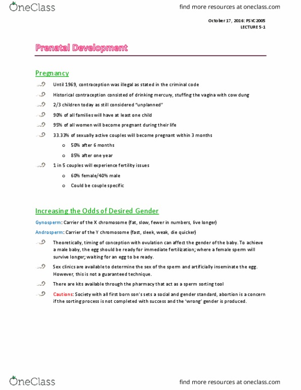 PSYC-2005EL Lecture Notes - Lecture 5: Female Sperm, Cell Potency, Y Chromosome thumbnail