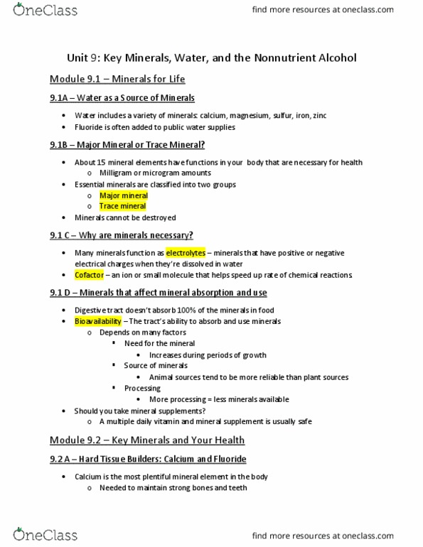 NSC 170C1 Chapter Notes - Chapter 9: Cramp, Blood Pressure, Thyroid thumbnail