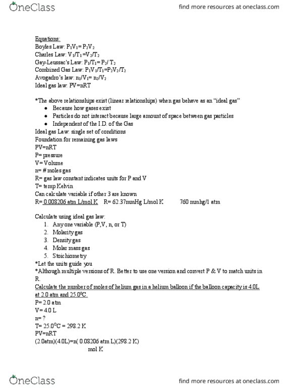 CHM 143 Lecture Notes - Lecture 14: Ideal Gas Law, Combined Gas Law, Gas Balloon thumbnail