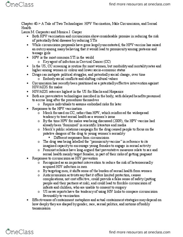 Sociology 1020 Chapter Notes - Chapter 40: Hpv Vaccines thumbnail