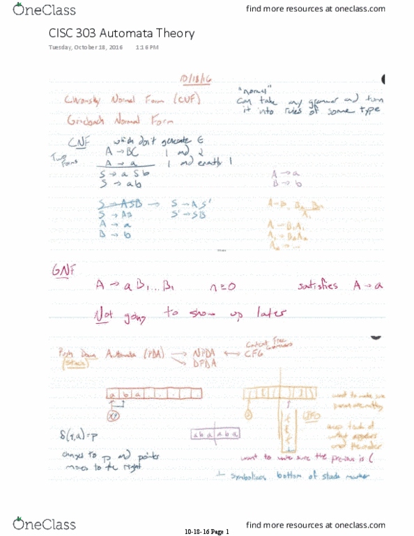 CISC303 Lecture 13: Chomsky and Greibach Normal Form thumbnail