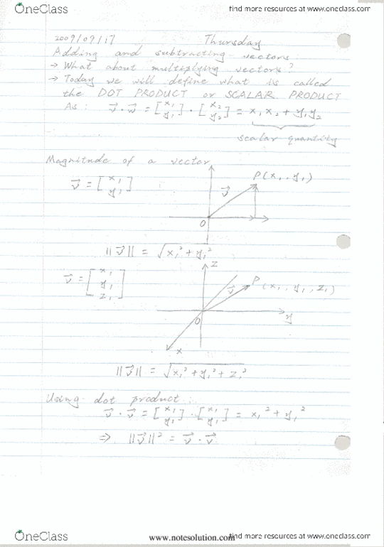 ESC103H1 Lecture Notes - Lecture 2: Trigonometric Functions, Unit Vector, Dot Product thumbnail