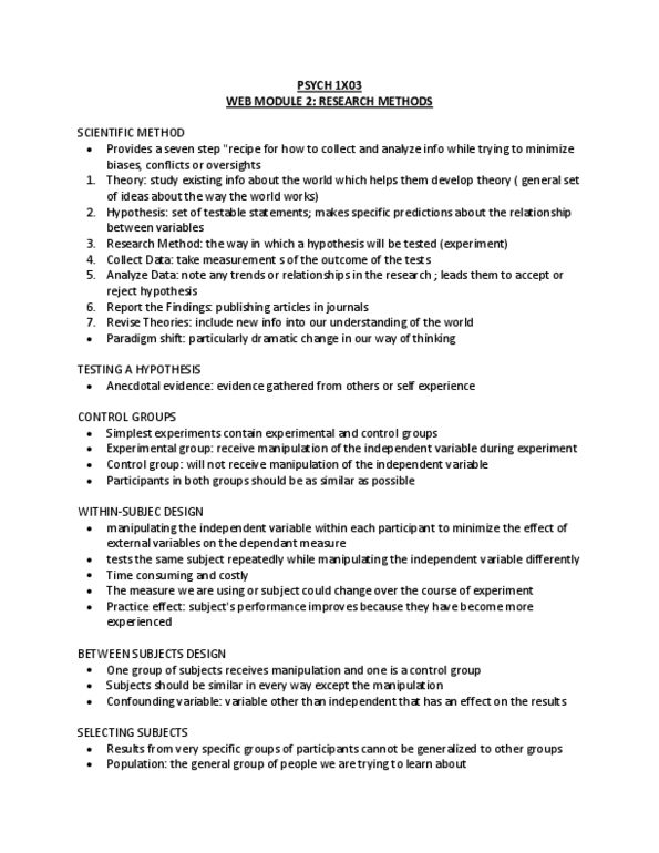 PSYCH 1X03 Lecture Notes - Observer-Expectancy Effect, Confounding, Standard Deviation thumbnail