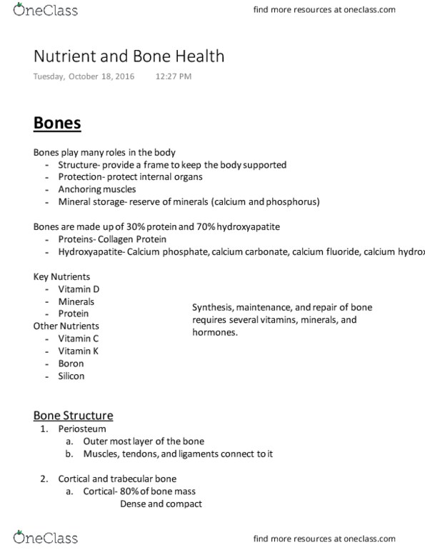 NUTR 1020 Lecture Notes - Lecture 13: Osteoporosis, Extracellular Fluid, Yogurt thumbnail