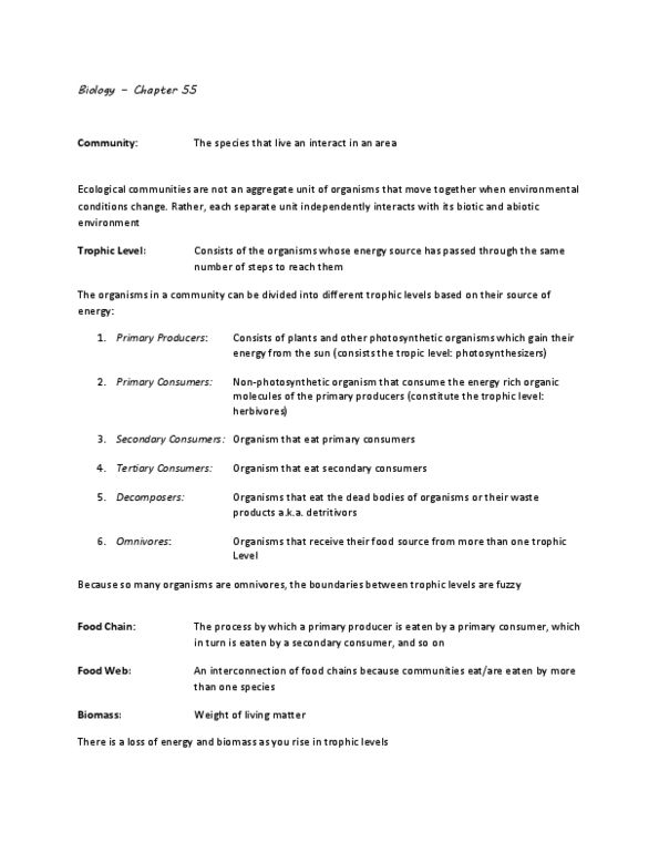 BIOA02H3 Lecture Notes - Intraspecific Competition, Secondary Succession, Interspecific Competition thumbnail