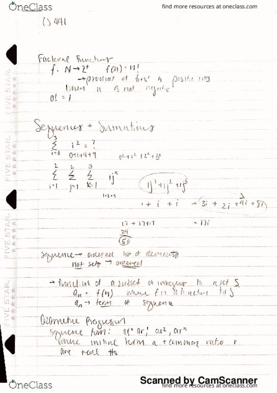 CS 0441 Lecture 13: Factorial Functions, Sequences and Sumations thumbnail