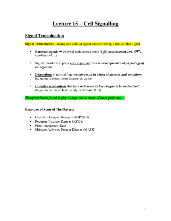 Biology 2382B Lecture Notes - Guanine, Cyclic Adenosine Monophosphate, Transcription Preinitiation Complex thumbnail