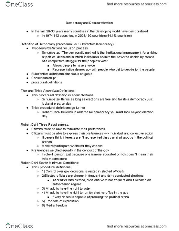 POSC 017 Lecture Notes - Lecture 6: Falklands War, Common Cause, Robert A. Dahl thumbnail