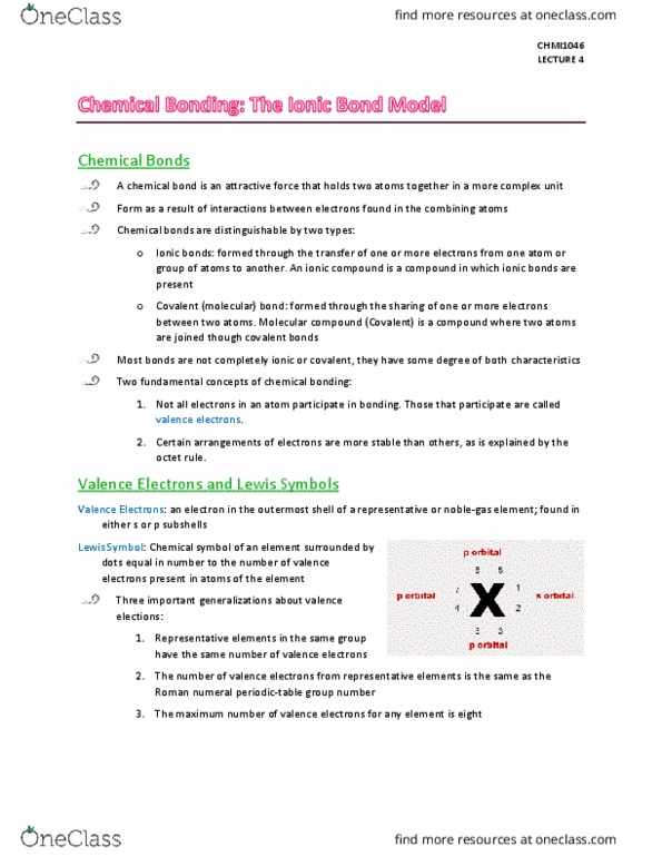 CHMI-1041EL Lecture Notes - Lecture 4: Sodium Hydroxide, Transition Metal, Ion thumbnail