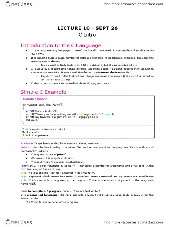 COMP 206 Lecture Notes - Lecture 10: Imagemagick, Entry Point, Compiled Language thumbnail
