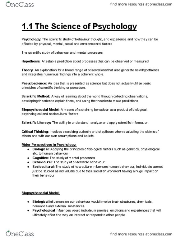 PSYC 1000 Chapter Notes - Chapter 1: Pseudoscience thumbnail