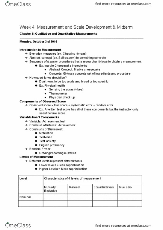 FRHD 3070 Lecture Notes - Lecture 4: Electrical Contacts, Inter-Rater Reliability, Observational Error thumbnail