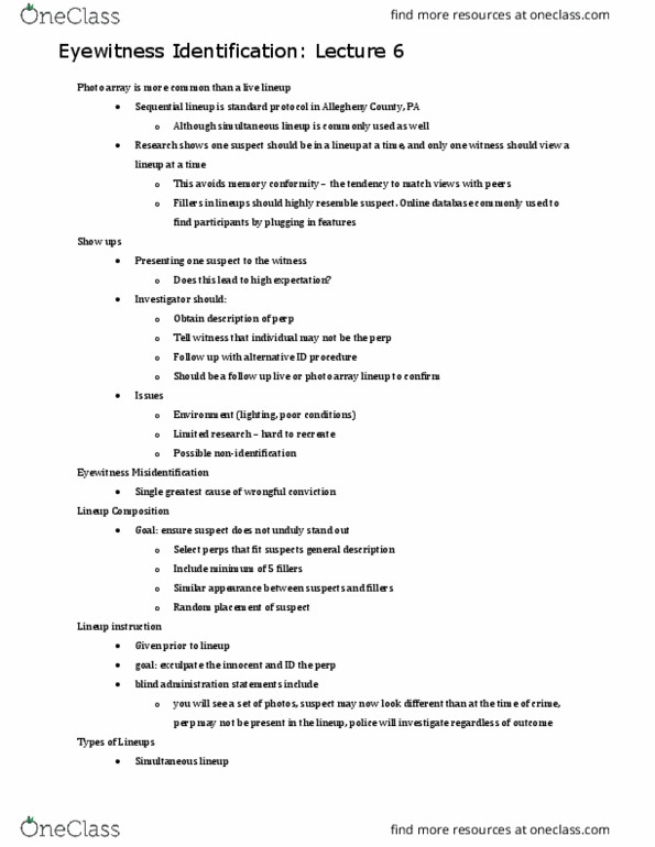 PSY 0182 Lecture Notes - Lecture 6: Belief Perseverance, Jury Instructions, Cross-Examination thumbnail