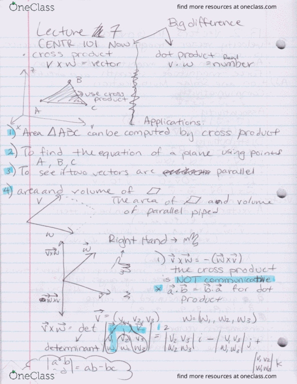 Class Notes for MATH 10C at University of California - San Diego (UCSD