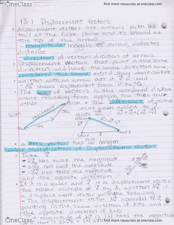 MATH 10C Chapter Notes - Chapter 13.1: Unit Vector thumbnail