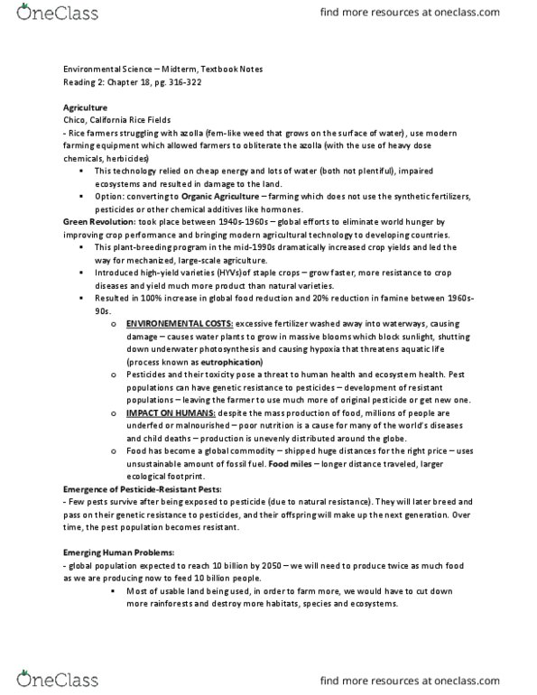Environmental Science 1021F/G Chapter Notes - Chapter 18: Soil Salinity, Antimicrobial Resistance, Concentrated Animal Feeding Operation thumbnail