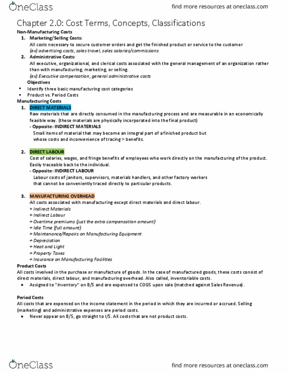 ACCT 323 Chapter Notes - Chapter 2: Decision-Making, Variable Cost, Marginal Cost thumbnail