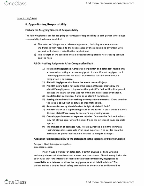 LAW 604C Lecture Notes - Lecture 22: Shool, Summary Judgment, Contributory Negligence thumbnail