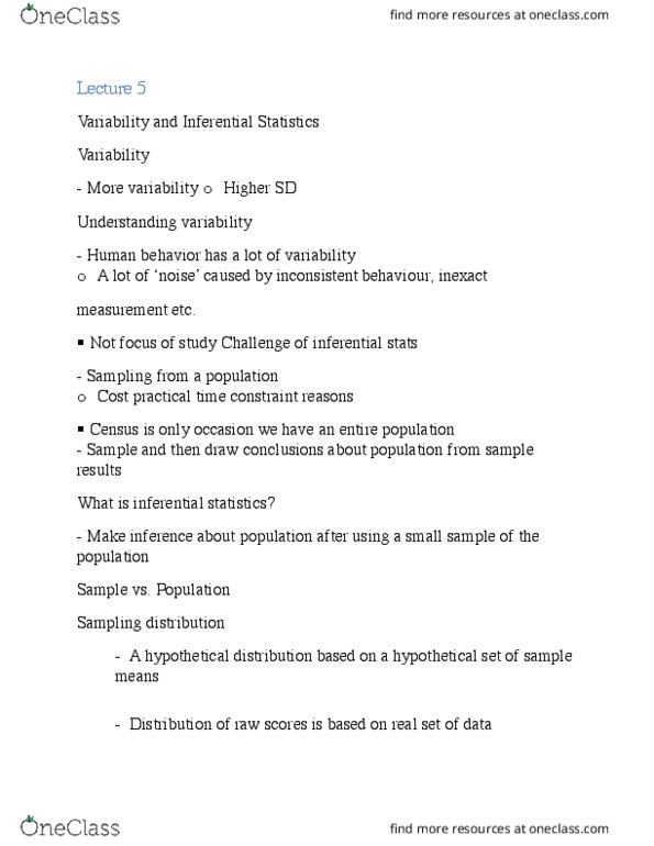 82:161 Lecture Notes - Lecture 5: Fair Coin, Statistical Inference, Null Hypothesis thumbnail